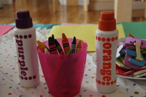 Crayons on a table