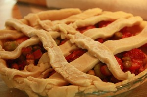 Delicious strawberry and rhubarb pie