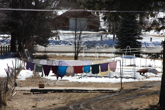 Clothes line with colorful clothes