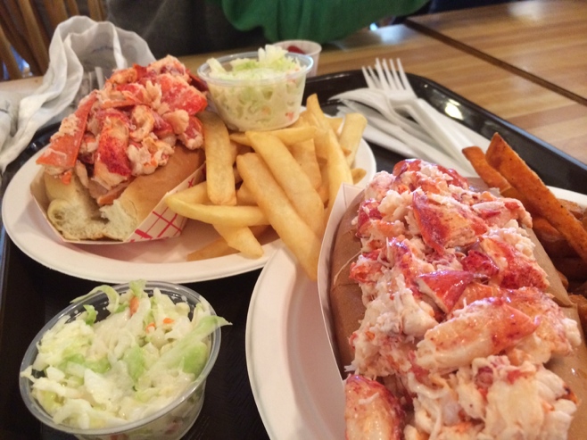 Lobster rolls, chips and coleslaw