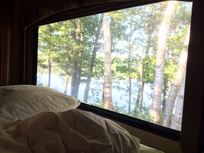 View of river and trees from back of RV