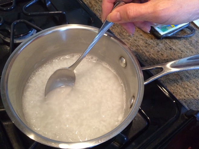 Pan with congee cooking