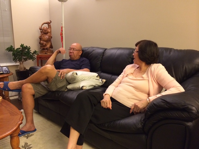 Mum and uncle on couch