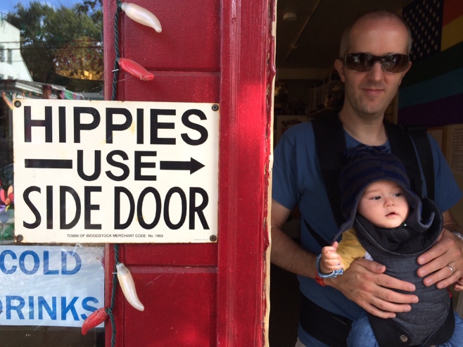 Hippies use side door sign