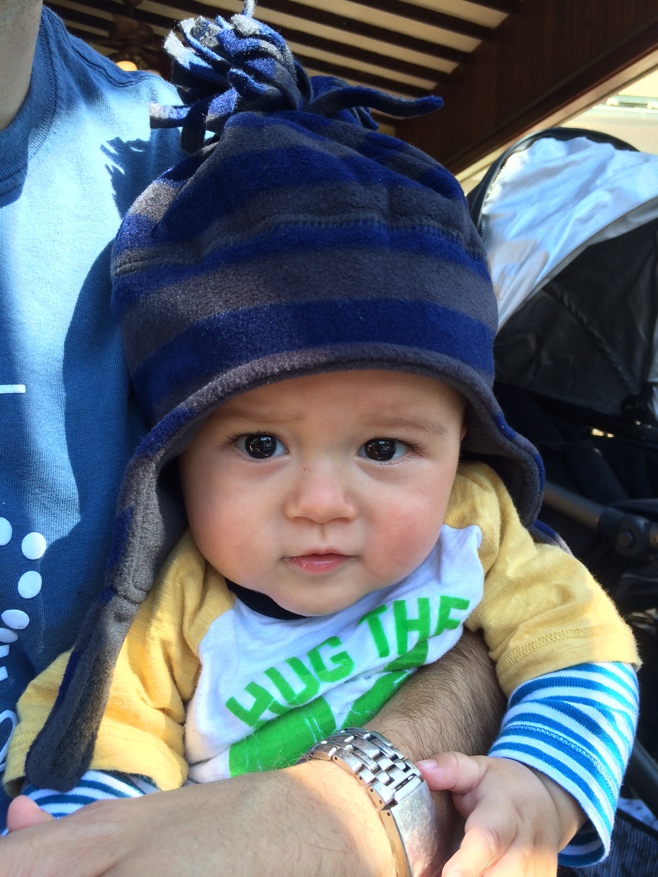 Baby with striped hat