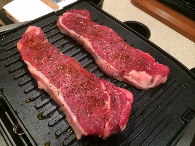 Steaks on an indoor grill