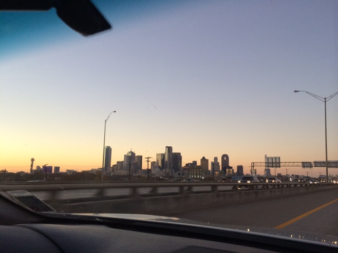 Dallas skyline at sunset