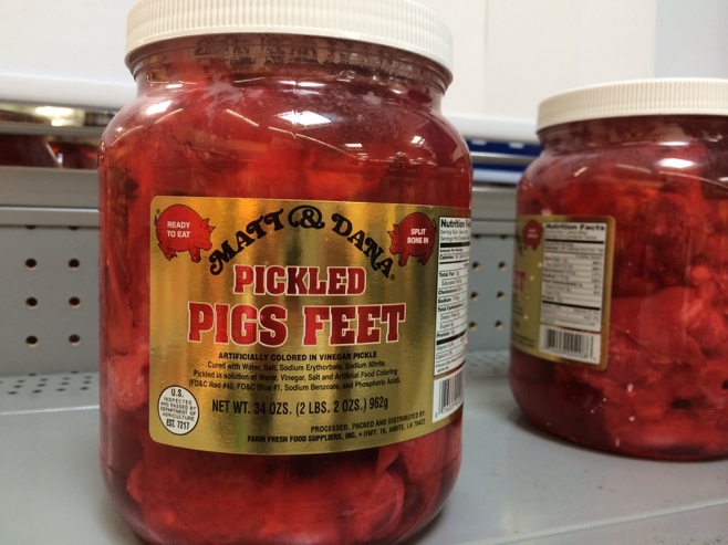 Jar of pickled pigs feet