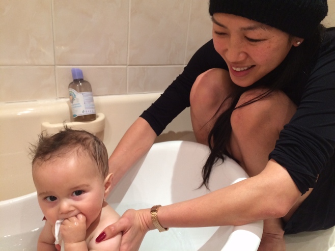 Baby and Aunty in bath