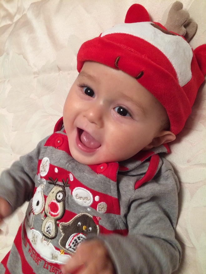 Baby in Christmas outfit