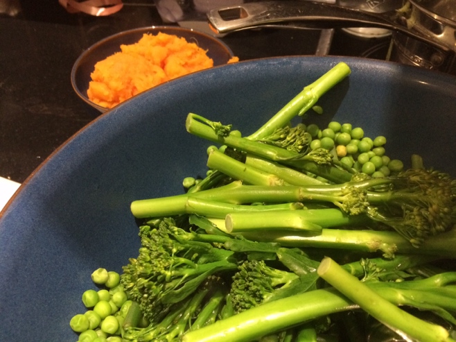 Broccolini peas and sweet potato