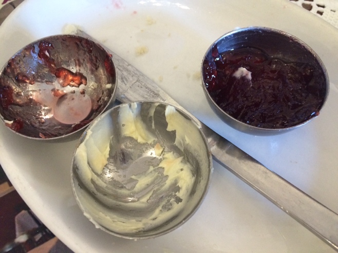 Empty jam cream and scones