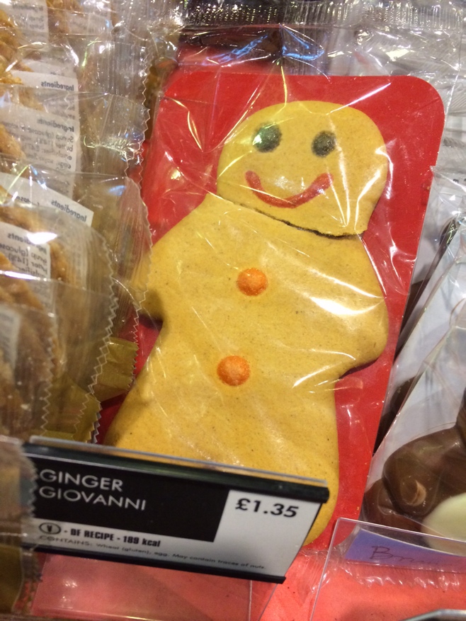 Gingerbread man with his head broken off