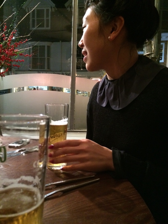 Sister with beer