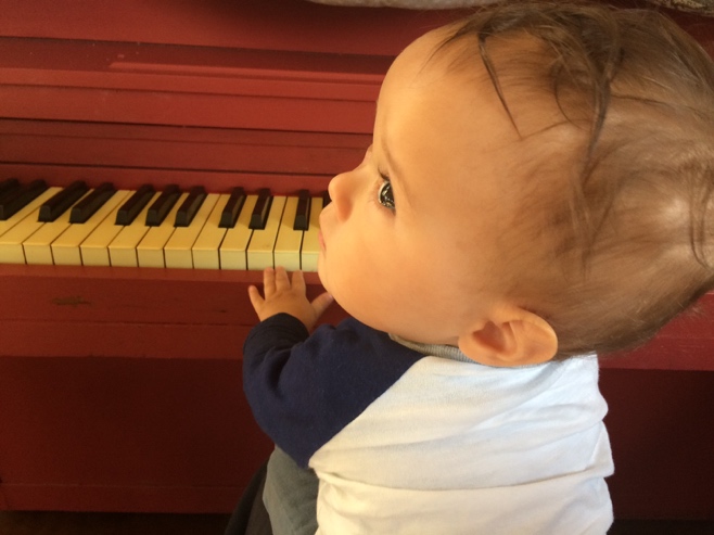 Baby playing piano