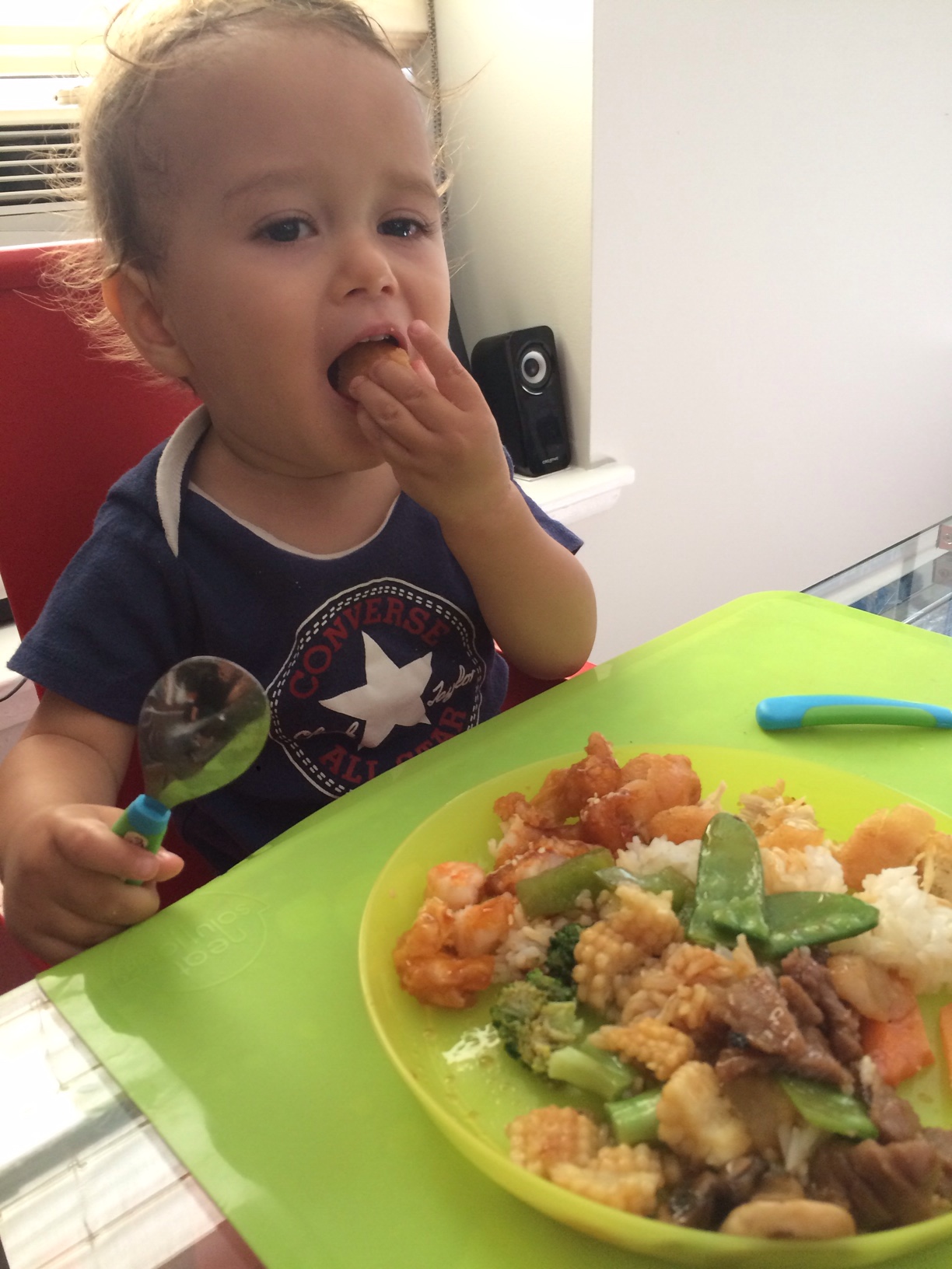 Baby boy o eating Chinese food